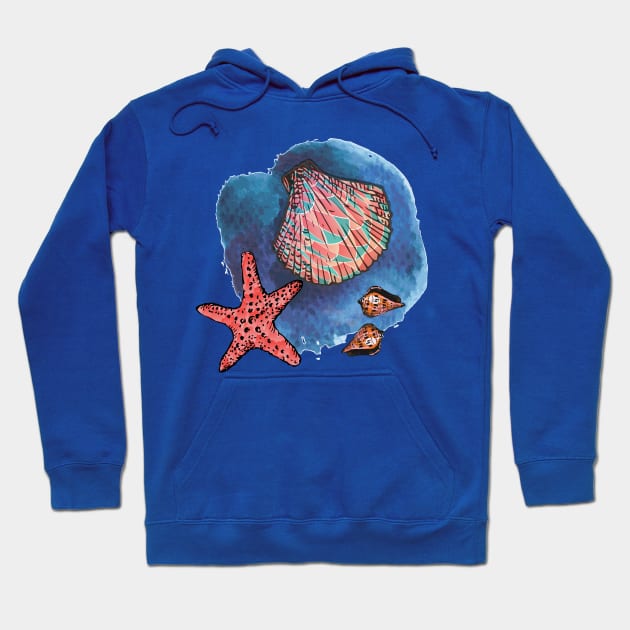 Seashells and starfish Hoodie by Gaspar Avila